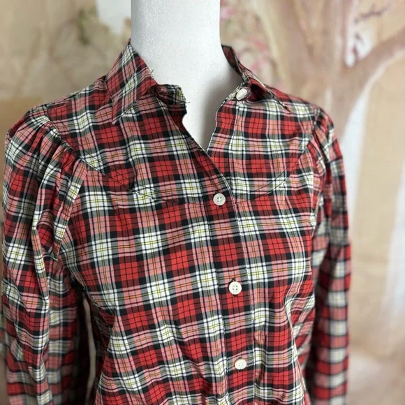 NEW Alex Mill Red and White Long Sleeve Button Down Shirt - Picture 6 of 10